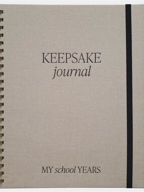 Keepsake Journal in Light Beige with Black Elastic